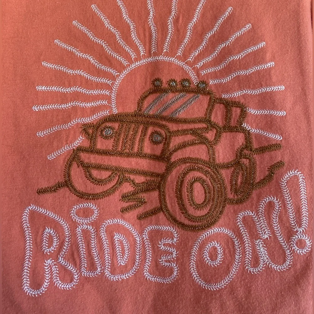 Stitch & Stone salmon pink baby tee with Jeep /truck design